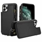 For iPhone 11 Pro Double Flap Zipper RFID Leather Phone Case with Short Lanyard(Black) - 1