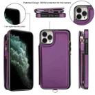 For iPhone 11 Pro Double Flap Zipper RFID Leather Phone Case with Short Lanyard(Dark Purple) - 2