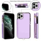 For iPhone 11 Pro Double Flap Zipper RFID Leather Phone Case with Short Lanyard(Light Purple) - 2