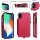 For iPhone X / XS Double Flap Zipper RFID Leather Phone Case with Short Lanyard(Red) - 2