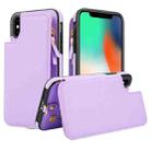 For iPhone X / XS Double Flap Zipper RFID Leather Phone Case with Short Lanyard(Light Purple) - 1