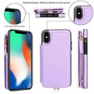 For iPhone X / XS Double Flap Zipper RFID Leather Phone Case with Short Lanyard(Light Purple) - 2