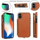 For iPhone X / XS Double Flap Zipper RFID Leather Phone Case with Short Lanyard(Brown) - 2