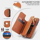 For iPhone X / XS Double Flap Zipper RFID Leather Phone Case with Short Lanyard(Brown) - 3