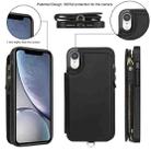 For iPhone XR Double Flap Zipper RFID Leather Phone Case with Short Lanyard(Black) - 2