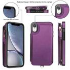 For iPhone XR Double Flap Zipper RFID Leather Phone Case with Short Lanyard(Dark Purple) - 2