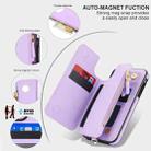 For iPhone XR Double Flap Zipper RFID Leather Phone Case with Short Lanyard(Light Purple) - 3