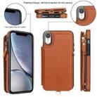 For iPhone XR Double Flap Zipper RFID Leather Phone Case with Short Lanyard(Brown) - 2