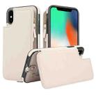 For iPhone XS Max Double Flap Zipper RFID Leather Phone Case with Short Lanyard(White) - 1