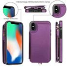 For iPhone XS Max Double Flap Zipper RFID Leather Phone Case with Short Lanyard(Dark Purple) - 2