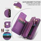 For iPhone XS Max Double Flap Zipper RFID Leather Phone Case with Short Lanyard(Dark Purple) - 3