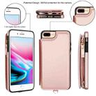 For iPhone 8 Plus / 7 Plus Double Flap Zipper RFID Leather Phone Case with Short Lanyard(Rose Gold) - 2