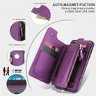 For iPhone 8 Plus / 7 Plus Double Flap Zipper RFID Leather Phone Case with Short Lanyard(Dark Purple) - 3