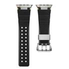 For Apple Watch 46mm / 49mm / 45mm / 44mm Cool Dual-Row Holes Silicone Watch Band(Black Silver) - 2