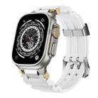 For Apple Watch 46mm / 49mm / 45mm / 44mm Cool Dual-Row Holes Silicone Watch Band(White Silver) - 1