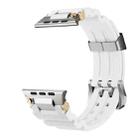 For Apple Watch 46mm / 49mm / 45mm / 44mm Cool Dual-Row Holes Silicone Watch Band(White Silver) - 3
