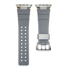 For Apple Watch 46mm / 49mm / 45mm / 44mm Cool Dual-Row Holes Silicone Watch Band(Grey Silver) - 2