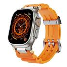 For Apple Watch 46mm / 49mm / 45mm / 44mm Cool Dual-Row Holes Silicone Watch Band(Orange Silver) - 1