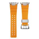For Apple Watch 46mm / 49mm / 45mm / 44mm Cool Dual-Row Holes Silicone Watch Band(Orange Silver) - 2