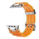 For Apple Watch 46mm / 49mm / 45mm / 44mm Cool Dual-Row Holes Silicone Watch Band(Orange Silver) - 3