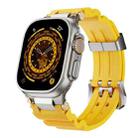 For Apple Watch 46mm / 49mm / 45mm / 44mm Cool Dual-Row Holes Silicone Watch Band(Yellow Silver) - 1