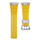 For Apple Watch 46mm / 49mm / 45mm / 44mm Cool Dual-Row Holes Silicone Watch Band(Yellow Silver) - 2