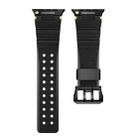 For Apple Watch 46mm / 49mm / 45mm / 44mm Cool Dual-Row Holes Silicone Watch Band(Black Black) - 2