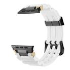 For Apple Watch 46mm / 49mm / 45mm / 44mm Cool Dual-Row Holes Silicone Watch Band(White Black) - 3