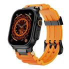 For Apple Watch 46mm / 49mm / 45mm / 44mm Cool Dual-Row Holes Silicone Watch Band(Orange Black) - 1