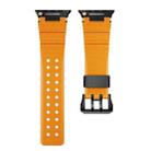For Apple Watch 46mm / 49mm / 45mm / 44mm Cool Dual-Row Holes Silicone Watch Band(Orange Black) - 2