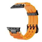 For Apple Watch 46mm / 49mm / 45mm / 44mm Cool Dual-Row Holes Silicone Watch Band(Orange Black) - 3
