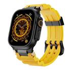 For Apple Watch 46mm / 49mm / 45mm / 44mm Cool Dual-Row Holes Silicone Watch Band(Yellow Black) - 1