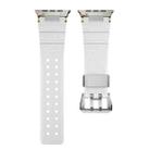 For Apple Watch 42mm / 41mm / 40mm / 38mm Cool Dual-Row Holes Silicone Watch Band(White Silver) - 2