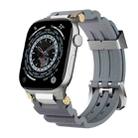 For Apple Watch 42mm / 41mm / 40mm / 38mm Cool Dual-Row Holes Silicone Watch Band(Grey Silver) - 1