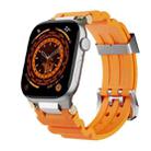 For Apple Watch 42mm / 41mm / 40mm / 38mm Cool Dual-Row Holes Silicone Watch Band(Orange Silver) - 1