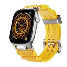 For Apple Watch 42mm / 41mm / 40mm / 38mm Cool Dual-Row Holes Silicone Watch Band(Yellow Silver) - 1