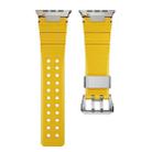 For Apple Watch 42mm / 41mm / 40mm / 38mm Cool Dual-Row Holes Silicone Watch Band(Yellow Silver) - 2