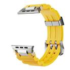 For Apple Watch 42mm / 41mm / 40mm / 38mm Cool Dual-Row Holes Silicone Watch Band(Yellow Silver) - 3