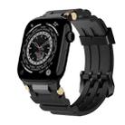 For Apple Watch 42mm / 41mm / 40mm / 38mm Cool Dual-Row Holes Silicone Watch Band(Black Black) - 1