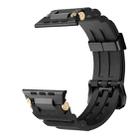 For Apple Watch 42mm / 41mm / 40mm / 38mm Cool Dual-Row Holes Silicone Watch Band(Black Black) - 3
