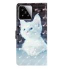 For Xiaomi 15 3D Pattern Leather Phone Case(White Cat) - 3