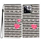 For Xiaomi 15 Pro 3D Pattern Leather Phone Case(Striped Heart) - 1