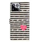 For Xiaomi 15 Pro 3D Pattern Leather Phone Case(Striped Heart) - 3
