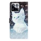 For Xiaomi 15 Pro 3D Pattern Leather Phone Case(White Cat) - 3