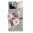 For Xiaomi 15 Pro 3D Pattern Leather Phone Case(Gray Base Flower) - 3