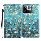 For Xiaomi 15 Pro 3D Pattern Leather Phone Case(Blue Base Apricot Flower) - 1