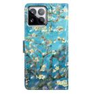 For Xiaomi 15 Pro 3D Pattern Leather Phone Case(Blue Base Apricot Flower) - 3