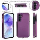 For Samsung Galaxy S24 FE 5G Double Flap Zipper RFID Leather Phone Case with Short Lanyard(Dark Purple) - 2