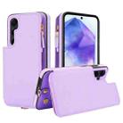 For Samsung Galaxy S24 FE 5G Double Flap Zipper RFID Leather Phone Case with Short Lanyard(Light Purple) - 1