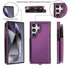 For Samsung Galaxy S24 Ultra 5G Double Flap Zipper RFID Leather Phone Case with Short Lanyard(Dark Purple) - 2